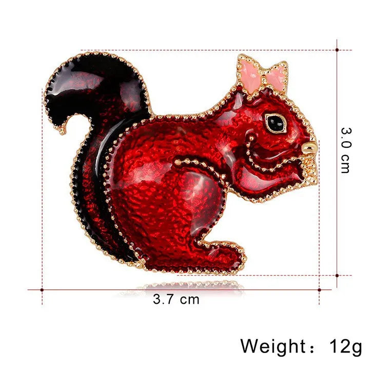 Sweet Fashion Glitter Sparkle Animals Squirrel Brooches for Girls Cute Luxury Stylish Pins Jewelry for Women Ladies Accessories