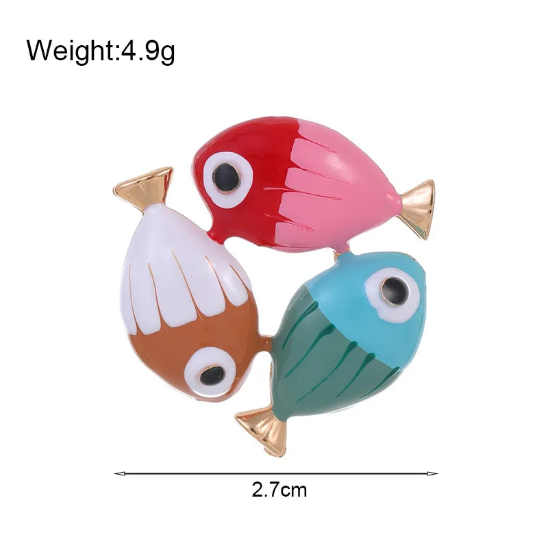 Fashion Sweet Fish Animals Trendy Brooches for Girls Stylish Cute Pins Jewelry for Women Ladies Accessories Wholesale Kawaii