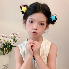 2025 Hot Sale Kids Star Solid Colored Elastic Hair Ties Fashion Sweet Beauty Wholesale in Stock Scrunchies Accessories for Girls
