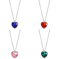 Fashion Trendy Stylish Glitter Heart Shaped Sparkle Necklaces for Girls Rhinestone Glamorous Jewelry for Women Ladies Accessory
