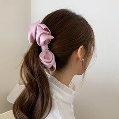 Elegant Cute Classic Banana Hair Clips for Women Princess French Style Bowknot Hair Accessories Solid Color Made Plastic Fabric