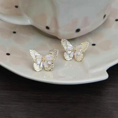Female Rhinestone Butterfly Decorative Small Stud Earring Glitter Sparking Customized Wholesale Jewelry Accessories for Women