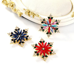 Fashion Glitter Luxury Snow Flake Sweet Brooches for Girls Trendy Stylish Pins Jewelry for Women Ladies Accessories Wholesale