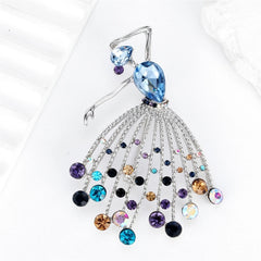 Fashion Glitter Ballet Rhinestone Sparking Brooches Elegant Graceful Pins Jewelry for Women Ladies Accessories Wholesale Chic