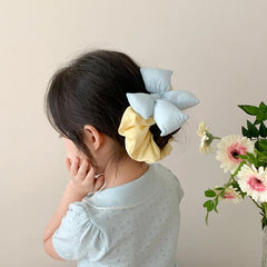 Kids Bowknot Pink Large Hair Ties Thick Thin Hair Sweet Fashion Wholesale in Stock Scrunchies Accessories for Children Daily Use