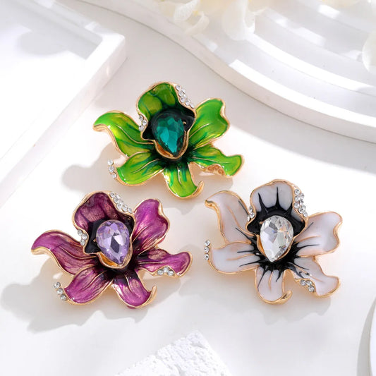 Fashion Flowers Glitter Luxury Sparking Brooches for Girls Sweet Pins Jewelry for Women Ladies Accessories Wholesale New Design