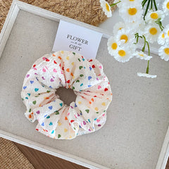 Kids White Heart Dots Double Layer Ponytail Holder High Elastic Scrunchies Chic Sweet Fashion in Stock Hair Ties Accessories