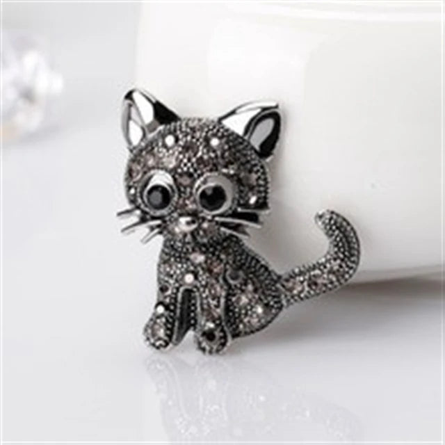 Fashion Glitter Dainty Glitter Cats Brooches for Girls Animals Cute Pins Jewelry for Women Ladies Accessories Chinese Supplier