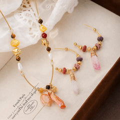 Fashion Crystal Red Agate Freshwater Pearl Tiger Eye Stone Natural Stone Copper 18K Gold Necklace for Girls Jewelry for Women