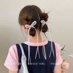Women Solid Color Dots Pink Bowknot Ribbon Alligator Clips Sweet Fashion Wholesale in Stock Hairpins Accessories for Female Use