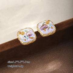 Fashion Freshwater Pearl Abalone Shell Stud Earrings for Girls Vintage Jewelry for Women Ladies Wholesale China Manufacturer