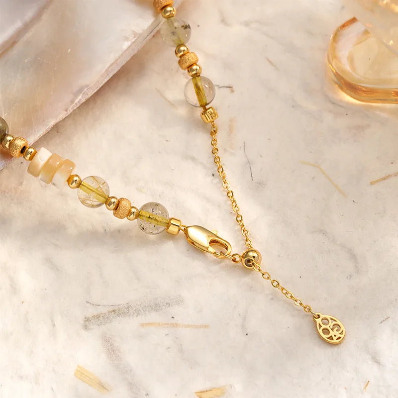 Fashion Natural Stone Mother of Pearl Beads Bracelets for Girls 18K Gold Plated Jewelry for Women Ladies Accessories Wholesale
