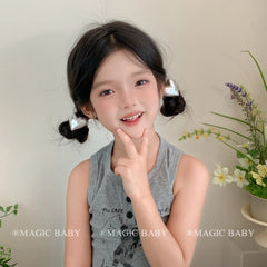 Kids Blue Pink Ponytail Holder Heart Dots Scrunchies Chic Fashion Cute Wholesale in Stock Hair Ties Accessory for Children Daily