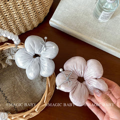 Solid Color Flower Bowknot Scunchies for Baby Girls Simple Minimalistic Elegant Hair Ties for Kids Children Hair Accessories