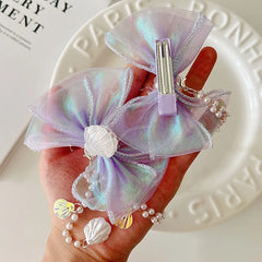 Lustrous Bowknot Imitation Pearl Hair Clips Elegant Princess Hair Accessories for Baby Girls Kids Plastic Fabric Sea Alligators