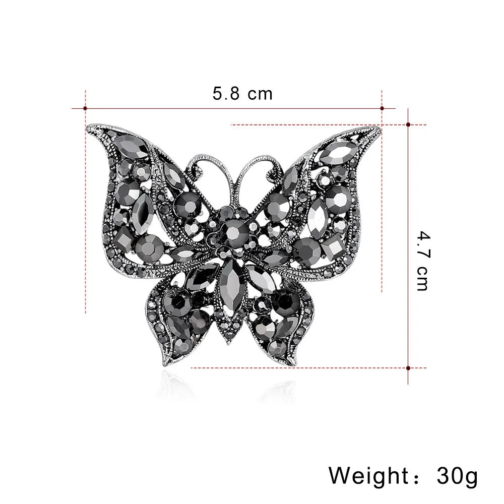 Fashion Bold Glitter Butterfly Sweet Brooches for Girls Trendy Glamorous Animals Pins Jewelry for Women Ladies Accessories