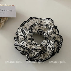 French Style Black White Boucles Knit Scrunchies Hairband Exquisite Hair Tie for Women Elegant Versatile Hair Accessories