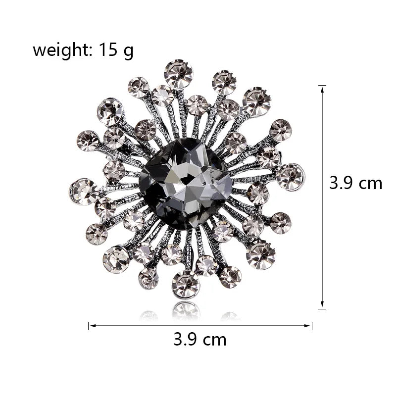 Fashion Luxury Vintage Retro Glitter Rhinestone Sparkle Brooches for Girls Elegant Retro Jewelry for Women Ladies Accessories