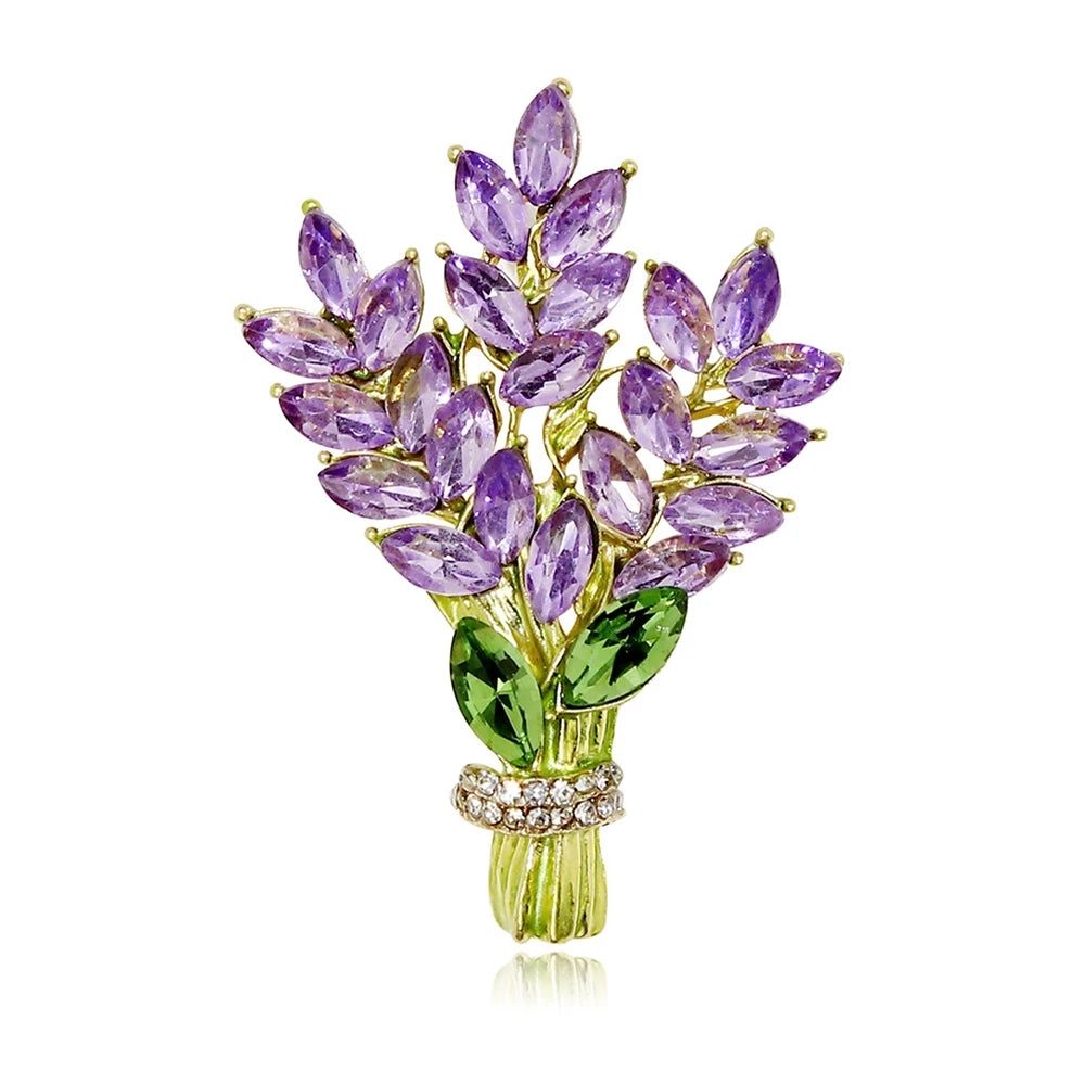 Fashion Glitter Rhinestone Flowers Floral Brooches for Girls Trendy Stylish Elegant Sweet Jewelry for Women Ladies Accessories