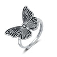 The opening is adjustable. / Silver butterfly