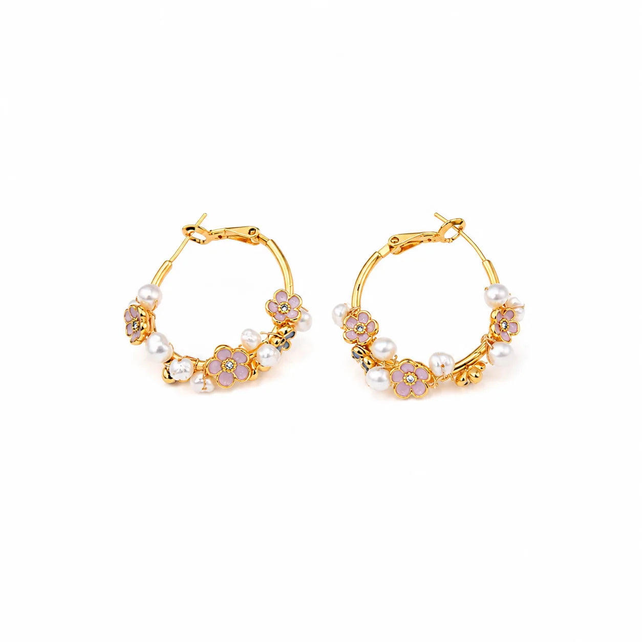 Fashion Flower Copper 18K Gold Plated Hoop Earrings for Girls Sweet Butterfly Jewelry for Women Ladies Wholesale China Supplier