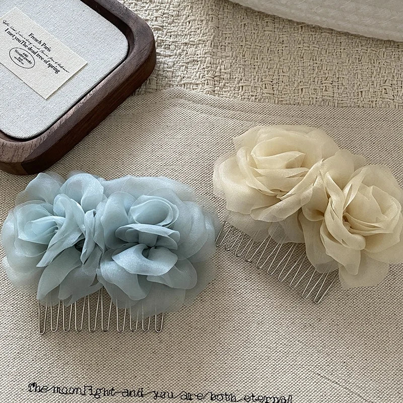 Fashion Sweet Flower Floral Trendy Stylish Comb for Girls Elegant Graceful Hair Accessories in Stock Chinese Supplier Cute