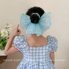 Kid Solid Color Bowknot Large Hair Ties Ponytail Holder Sweet Fresh Thick Thin Hair Scrunchies in Stock Accessories for Children
