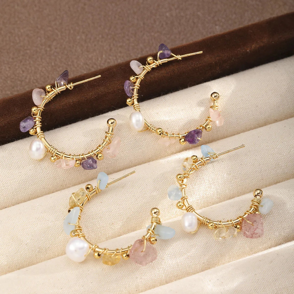 Fashion Natural Stone Freshwater Pearl S925 Silver Hoop Earrings for Girls Sweet Jewelry for Women Ladies Wholesale Low MOQ