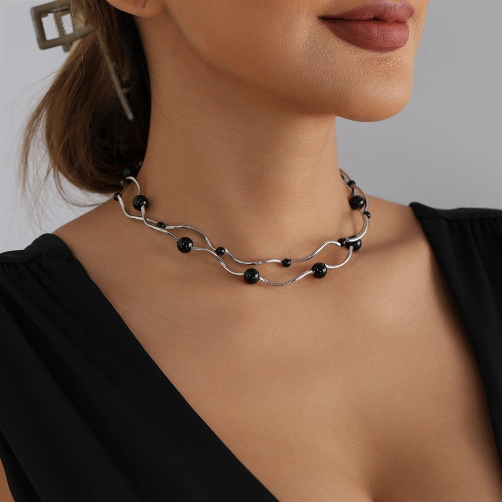 Fashion Beads Mental Simple Minimalistic Necklaces for Girls Choker Charms Fine Jewelry for Women Ladies Accessories Wholesale