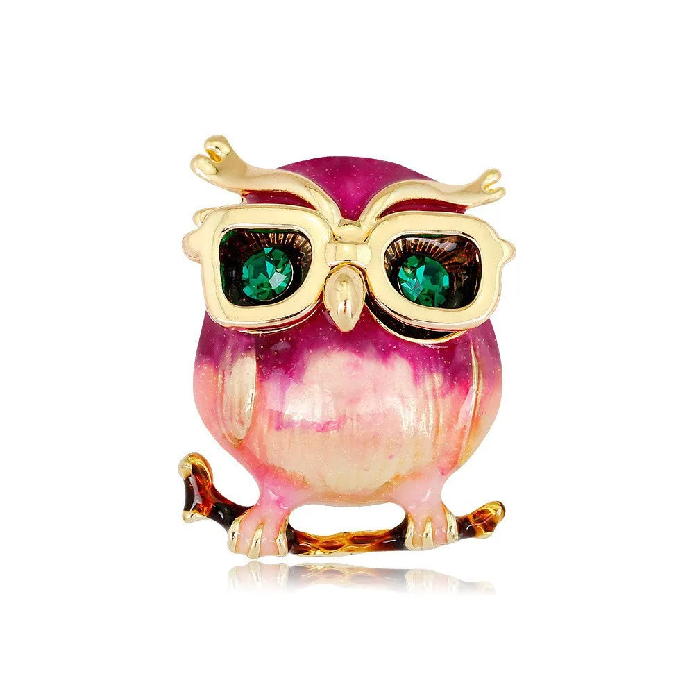 Fashion Owl Animals Bird Pink Trendy Brooches New Design Sweet Glamorous Hot Sale Pins Jewelry for Women Ladies Accessories