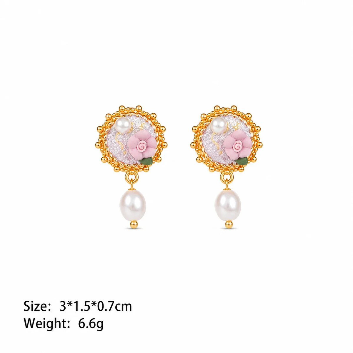 Women Flower Freshwater Pearl S925 Silver 18k Gold-plated Hand-Painted Drip Glaze Earring Elegant Glamorous in Stock Jewelry