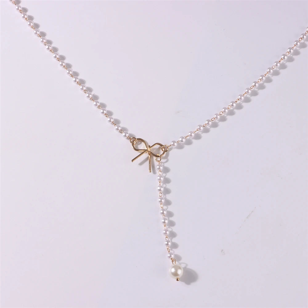 Fashion French Style Imitation Pearl Simple Necklaces for Girls Elegant Trendy Glamorous Jewellry for Women Ladies Accessories