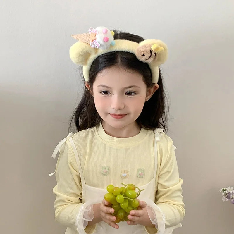 Cute Fashion Sweet Fluffy Hair Bands for Baby Girls Animals Bear Bowknot Bee Head Bands for Kids Children Hair Accessories