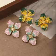 Fashion Bold Flower Boho S925 Silver Copper 18K Gold Plated Stud Earrings for Girls Trendy Jewelry for Women Ladies Wholesale