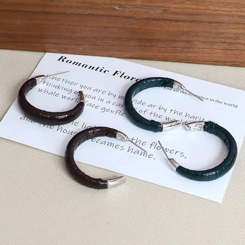 Fashion Leopard Print Vintage Retro Classic Hoop Earrings for Girls Simple Trendy Elegant Jewelry for Women Ladies Accessories