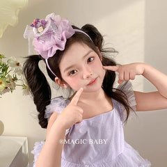 Girls Princess Style Rabbit Letter Tulle Slim Headbands Fashion Sweet Wholesale in Stock Hairbands Accessories for Children Use