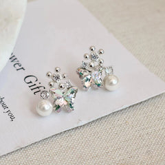 Fashion Heart Shaped Simple Elegant Drop Earrings for Girls Imitation Pearl Art Deco Jewelry for Women Ladies Accessories Chic