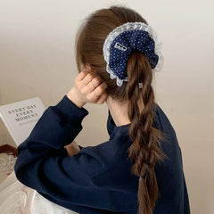 Fashion Simple Polka Dot Heart Shaped Scrunchies for Girls Trendy Elegant Graceful Hair Ties for Women Ladies Hair Accessories