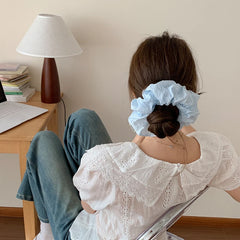 Elegant Blue Glitter Stripe Lace Scunchies Girls Fashion Stylish Sweet Cute Hair Ties for Women Ladies Hair Accessories