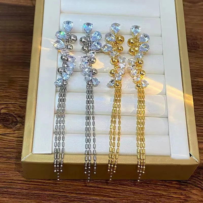 Fashion Luxury Trendy Tassel Elegant Drop Earrings for Girls Butterfly Glitter Dainty Jewelry for Women Ladies Accessories