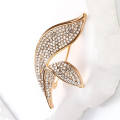 Fashion Glitter Rhinestone Sparkle Leafs Brooches for Girls Sweet Elegany Pins Jewelry for Women Ladies Accessories Wholesale