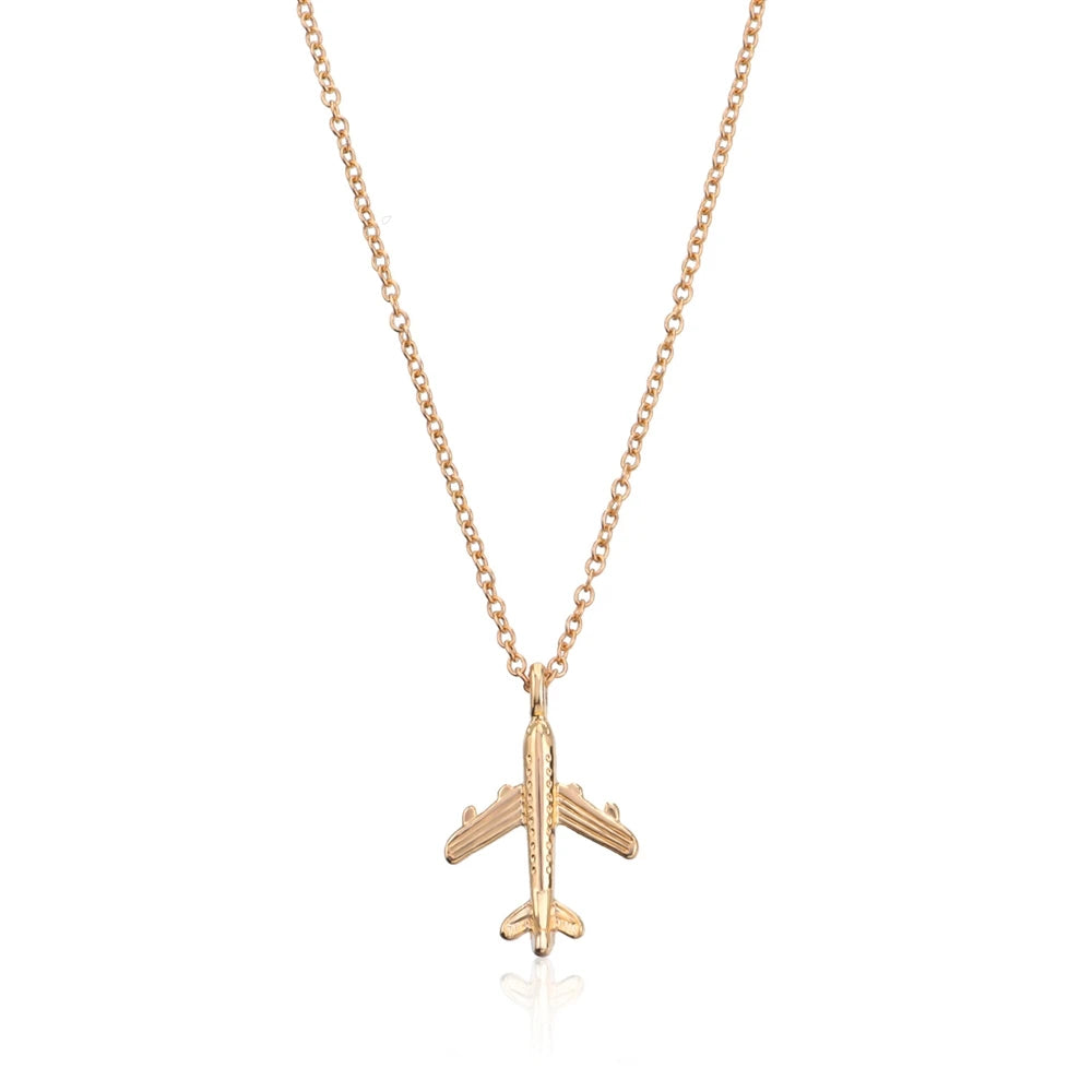 Fashion Simple Airplane Necklaces for Girls Sweet Minimalistic Charms Jewelry for Women Ladies Female Accessories Wholesale