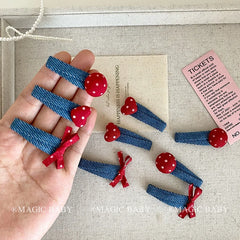 Fashion Denim Bowknot Polka Dot Hair Clips for Baby Girls Classic Stylish Snap Clips for Kids Children Hair Accessories in Stock