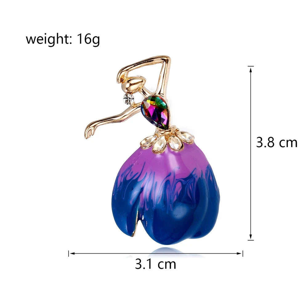 Fashion Ballet Glitter Sparking Brooches for Girls Sweet Elegant Pins Jewelry for Women Ladies Accessories Chinese Supplier