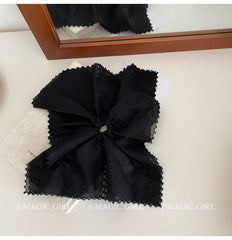 Women's Elegant Stock Hair Ties Accessories Hot Sale Simple Fashion Kerchief Scrunchies in Black White Flower Print