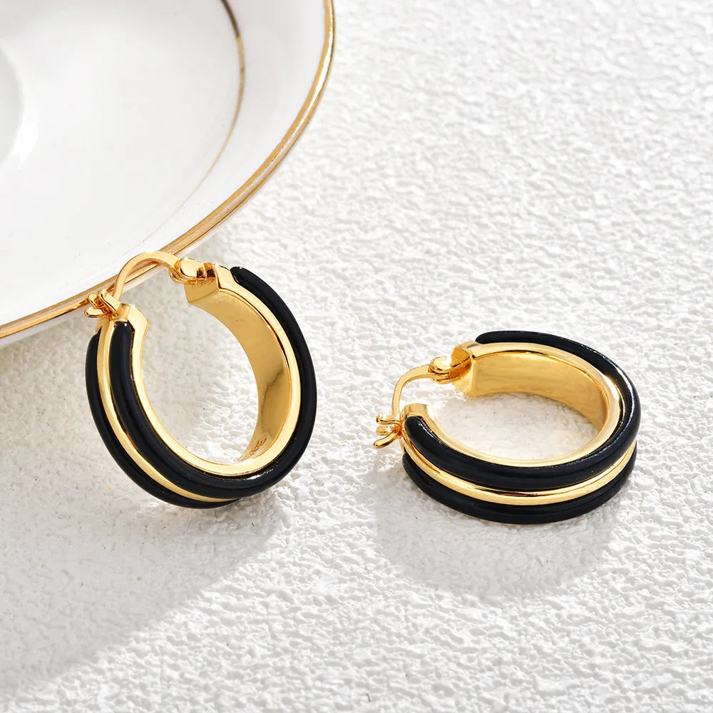 Vintage Chunky Gold Plated Hoop Earrings Women Tortoiseshell Resin Minimalist Geometric Earrings Jewelry Accessories Wholesale