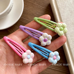 Simple Minimalistic Flowers Plaid Hair Clips for Baby Girls Sweet Cute Snap Clips for Kids Child Teens Hair Accessories in Stock