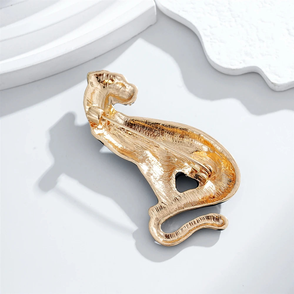 Fashion Black Leopard Trendy Brooches for Girls Stylish Punk Glamorous Charms Pins for Women Ladies Jewelry Accessories Chic