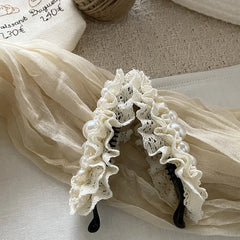 Gentle Banana Clips White Lace Hair Clips for Women Girls with Imitation Pearl French Elegant High-end Hair Accessory Wholesale