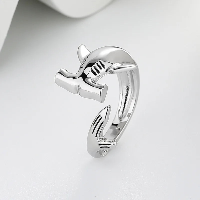 Shark Open Rings Women Men Adjustable Animal Ocean Theme Statement Band Unique Rings Fashion Jewelry Gift Accessories Wholesale